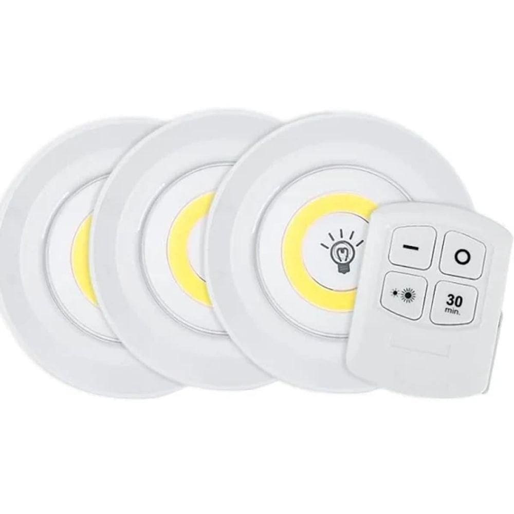 Kit 3 Lâmpadas Luminária Led Controle Sem Fio