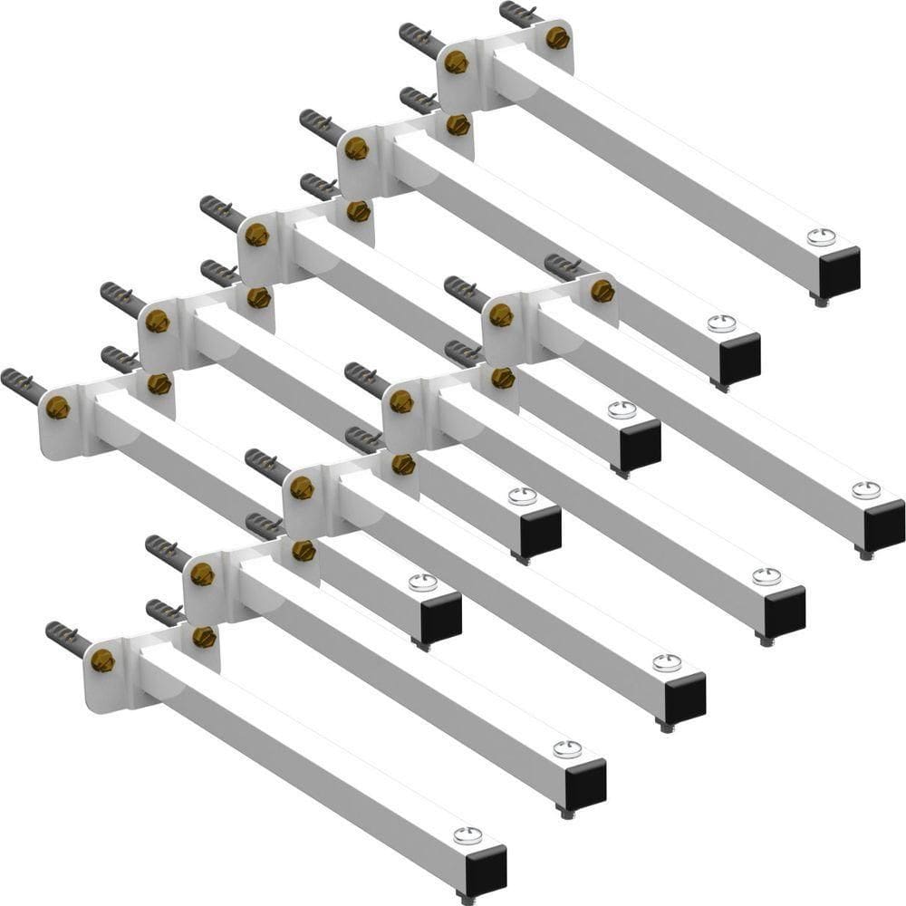 10 Suportes Refletor Base Reta Braço 40 Cm 10 Cjts - Branco