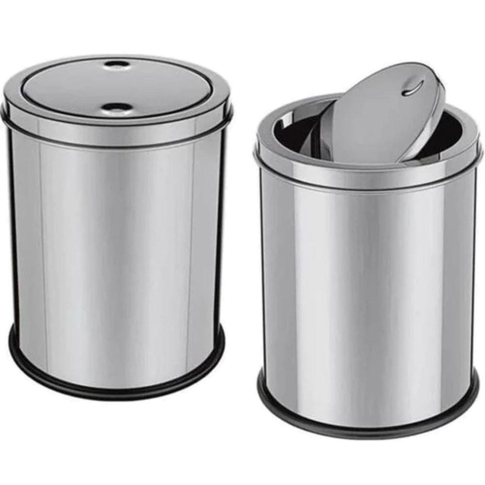 Lixeira Basculante Multiuso Para Banheiro, Escritório, Cozinha Inox 08 Litros