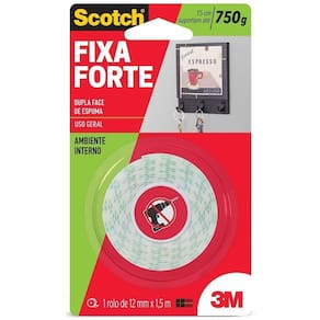 Fita Adesiva Dupla Face De Espuma Fixa Forte 12mmx1,5m - Scotch 3m
