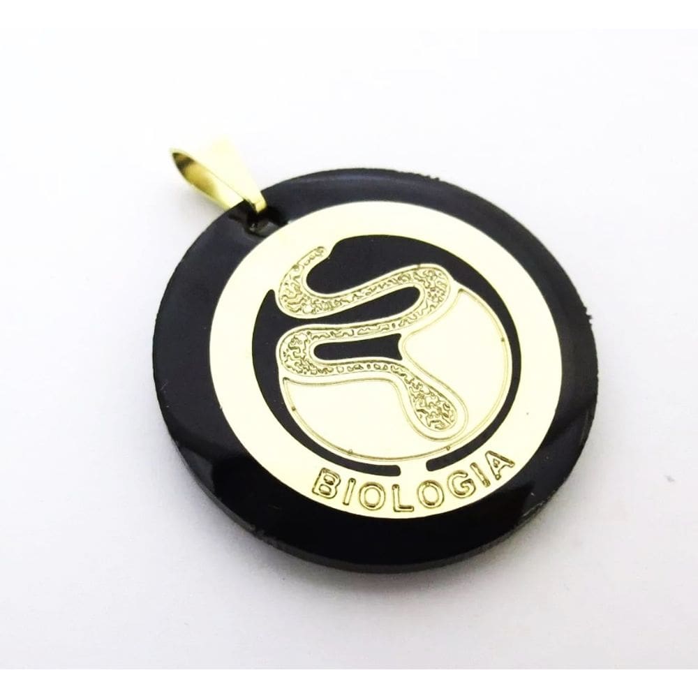 Pingente Biologia Bióloga Folheado No Acrílico Preto