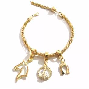 Pulseira Country Cavalo Ferradura Aparecida Folheado 18k