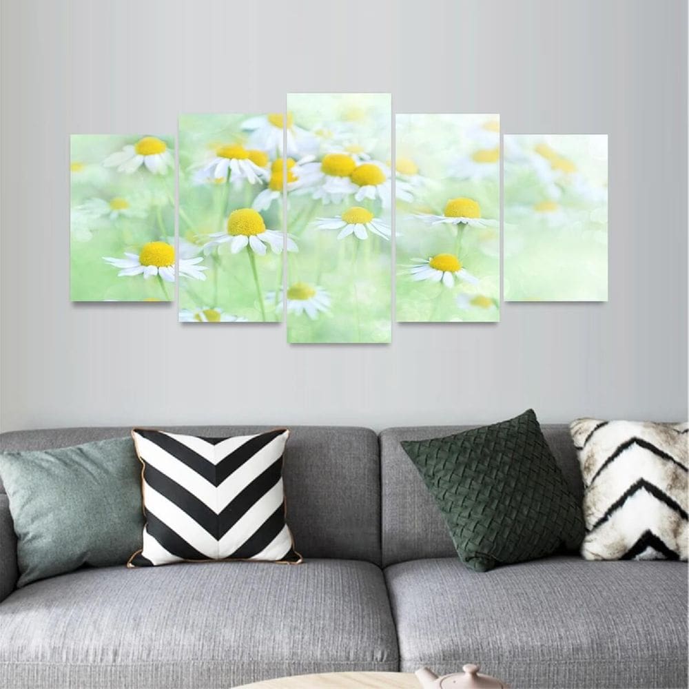 Quadro Mosaico Flores Camomila Natureza Decorativo