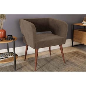 Poltrona Decorativa p/ Sala Antara Carvalho/Suede Capuccino - Kappesberg