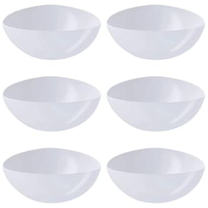 Kit 6 Saladeiras Triangulares 2,5L Tigela de Plástico Branca Essential Coza Bacia Pipoca