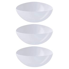 3 Saladeiras Triangulares Tigelas Plástico 2,5L Branco Coza Bacias Saladas Pipoca Sobremesas