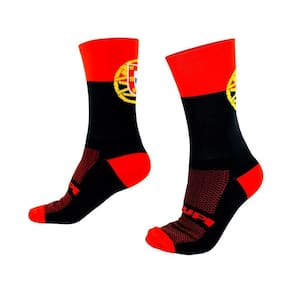 Meia Ciclismo Cano Médio Hupi Portugal - Preto/Vermelho