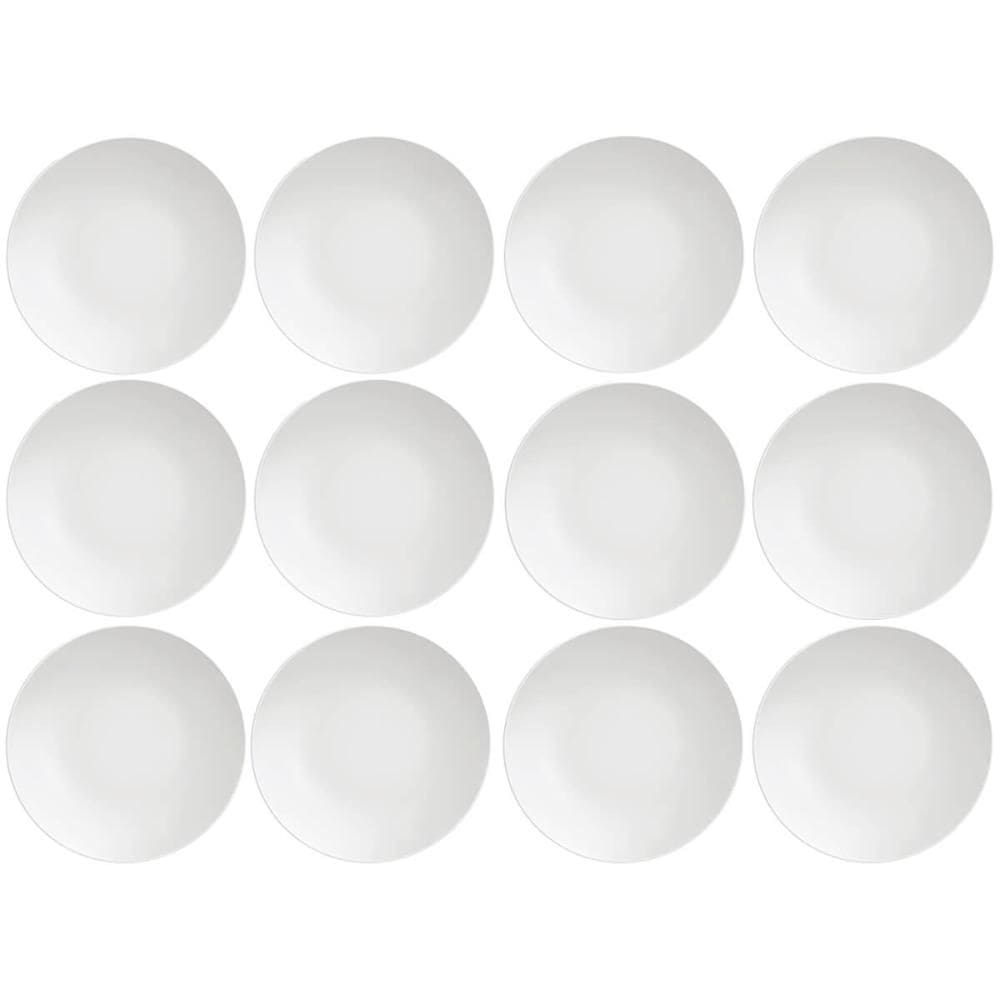 Jogo 12 Pratos de Porcelana Sobremesa Tramontina Leonora 19cm Brancos Raso Leve Cupê