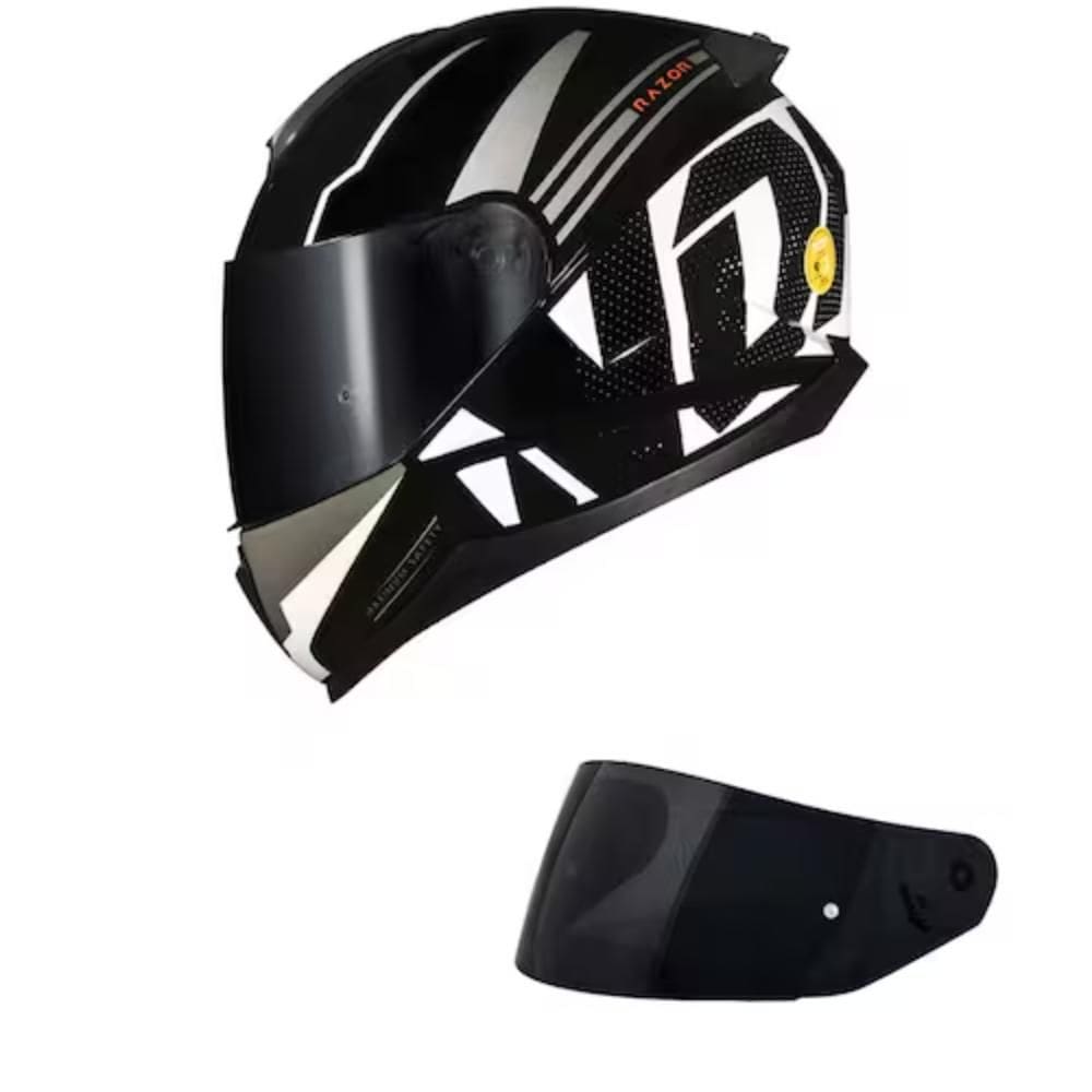 Capacete Norisk Ff802 Razor Full Preto/Branco Mais Viseira Fumê