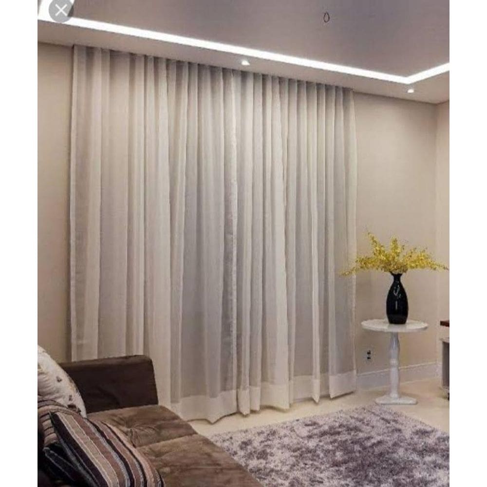 Cortina Trilho Suiço Forro Com Voil 4.00 X 2.60M