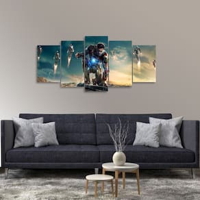 Quadro decorativo Homem de Ferro Mosaico 5 Peças Filmes