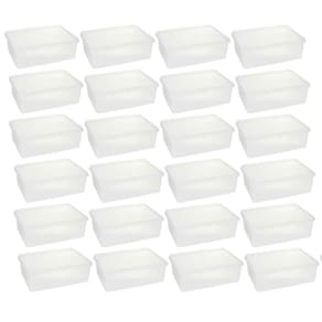 Kit 24 Caixas Organizadoras 3,5L Plasvale Cestos Plásticos com Tampa Retangulares