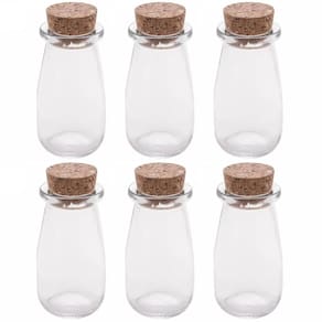 Kit 6 Mini Potes Tampa Rolha 100ml Vidro Lyor Lembrancinhas Porta Mantimentos Decorativo