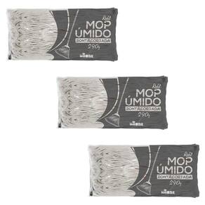 Kit 3 Refis Mop Úmido 290G Ponta Cortada Nobre