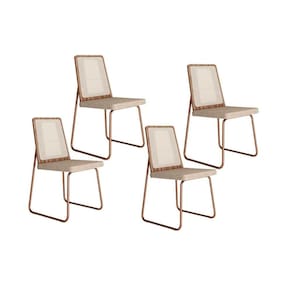 Kit 4 Cadeiras de Cozinha Wood 1751 4 Uni Rose/Linho Areia - Carraro
