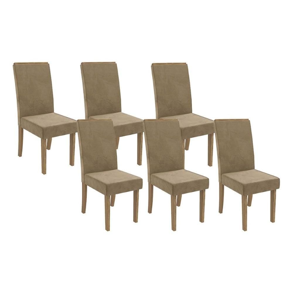 Kit 6 Cadeiras Sala Jantar 2CAD142NG 6 Un Nogueira/Suede Bege A036 - Kappesberg