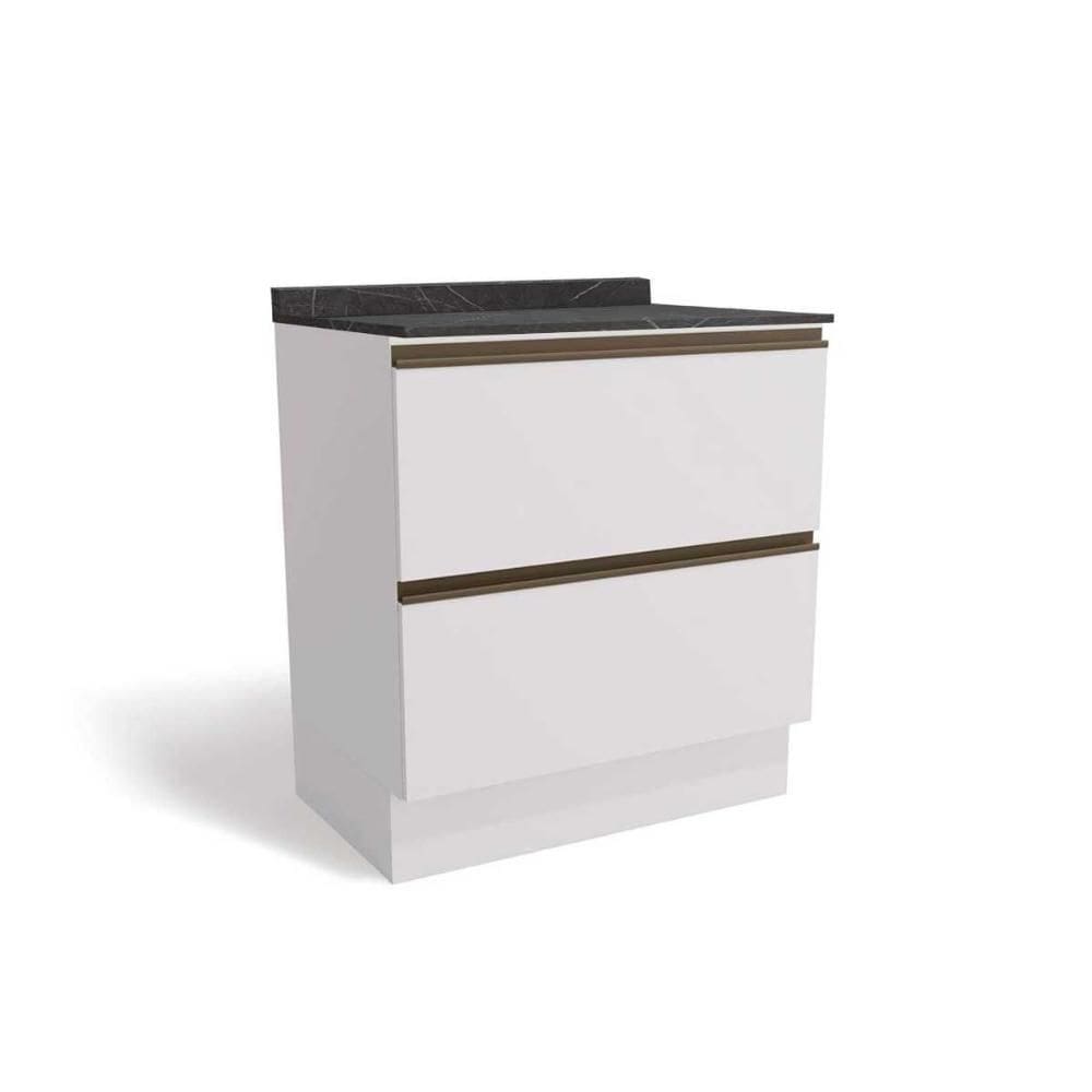 Balcão de Cozinha c/ Tampo Maxxi G755 c/ 2 Gavetas 80cm Branco/Cinzel - Kappesberg