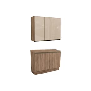 Kit Cozinha Modulada 3 Peças Maxxi (1Aéreo+1Balcão+1Complemento) C3P11 Nogal/Nogal - Kappesberg