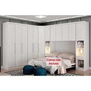 Quarto Modulado Rizon 7 Peças (1 Armário Ponte + 1 Closet + 3 Guarda Roupas + 2 Complementos) QC211 Neve - Novo Horizonte