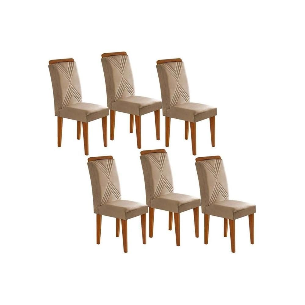 Kit 2 Cadeiras Sala Jantar Amsterdã 6 Un Capuccino/Linho Bege Turim - Rufato