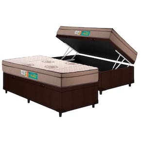 Conjunto Box Baú Solteiro: Colchão Espuma Polar D33 Pérola + Base CRC Courano Brown (88x188)