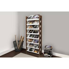 Armário Sapateira Quarto AZ1006 c/ 8 Prateleiras Branco/Nogal - Tecno Mobili
