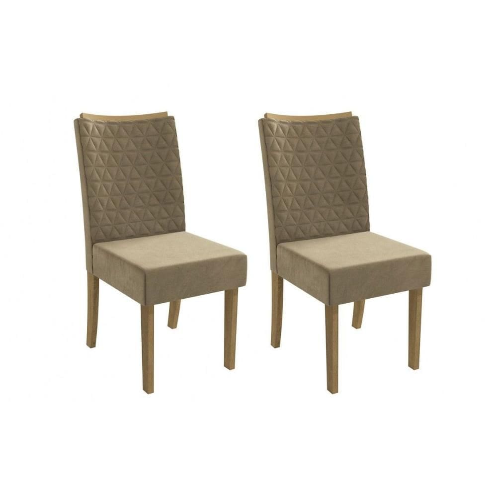 Cadeira de Cozinha 2CAD129 Kit 2 Un Canela/Suede Bege - Kappesberg