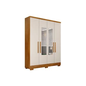 Guarda Roupa 4 Portas (2 c/ Espelho) e 2 Gavetas c/ Pés Milly/Veneza Cumaru/Fendi 25 - Novo Horizonte