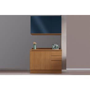 Cozinha Modulada Kappesberg Ciela Ciela 3 Peças (1Aéreo+1Balcão+1Complemento) C3P21 Canela/Azul Profundo - Kappesberg