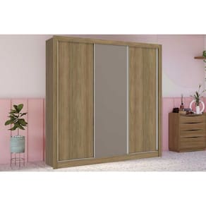 Guarda Roupa Casal 3 Portas de Correr e 2 Gavetas M570 Flex Nogueira/Nogueira ou Fendi - Kappesberg