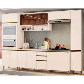 Cozinha Completa Connect 7 Peças (2Aéreos+2Balcões+2Paneleiro+1Complemento) s/Pia CPT91 Off White - Henn