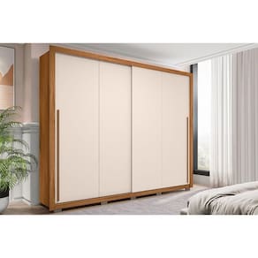 Guarda Roupa 2 Portas de Correr e 4 Gavetas Praticus Freijo/Off White - Caemmun