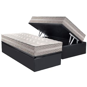 Conjunto Box Baú Solteiro: Colchão Molas Paropas D28 / Master Prata Double Face 25 + Base CRC Suede Gray (88x188)