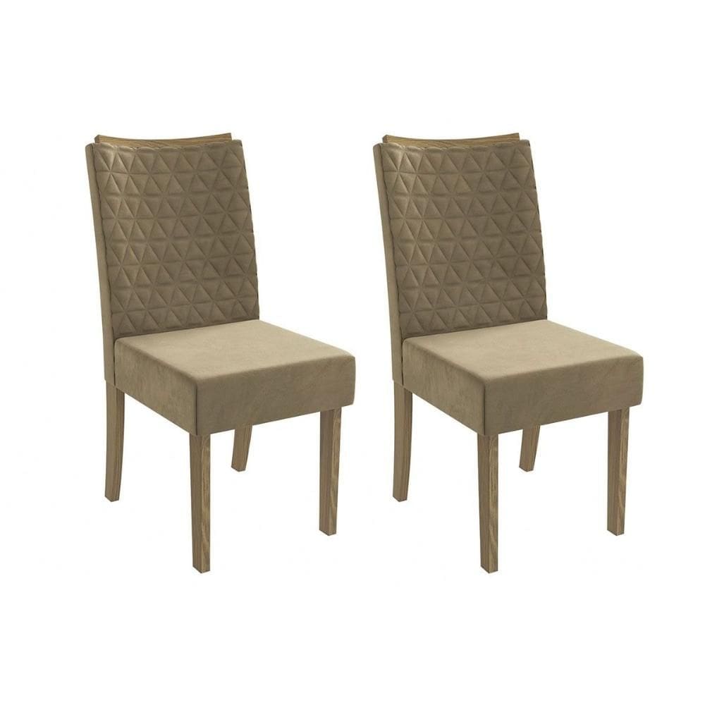 Kit 2 Cadeiras de Cozinha 2CAD129 2 Un Canela/Suede Bege - Kappesberg