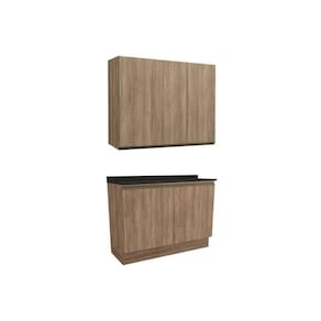 Kit Cozinha Modulada 3 Peças Maxxi (1Aéreo+1Balcão+1Complemento) C3P10 Nogal/Preto Brilho - Kappesberg