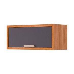 Armário Aéreo Cozinha Modulado Eloise Geladeira c/ 1 Porta Basculante Riscada 80 cm Cinamomo/Titanium - MGM