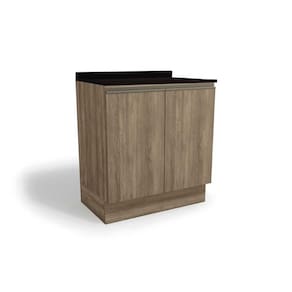 Balcão Cozinha p/ Cooktop c/ Tampo Maxxi G744 c/ 2 Portas 80cm Nogal/Preto - Kappesberg
