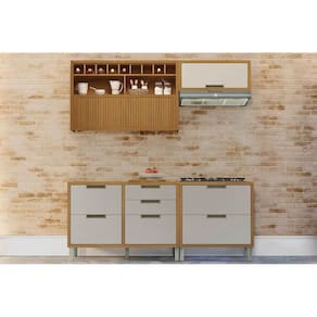 Cozinha Modulada Nesher Imperatriz 4 Peças (2Aéreos+2Balcões) C6P44 Freijo/Off White-Nesher