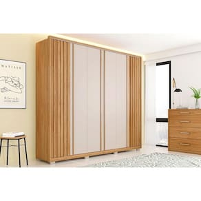 Guarda Roupa 6 Portas e 4 Gavetas Apollo Buriti/Off White - Caemmun