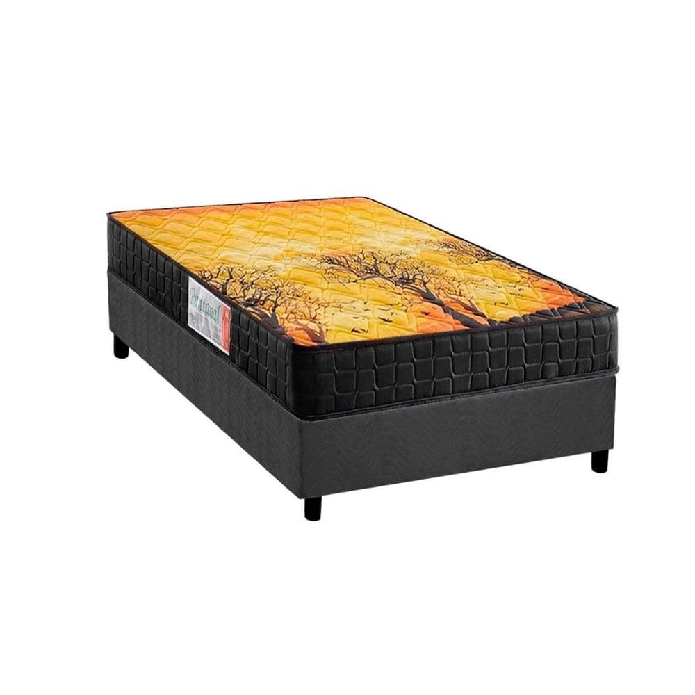 Cama Box Solteiro: Colchão Ortopédico D Angelis Anjos Compact AG 65 / D28 / Pantanal Black + Base CRC Suede Black (88x188)