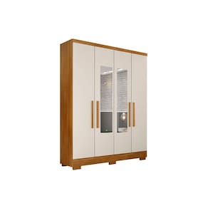 Guarda Roupa Solteiro 4 Portas (2 c/ Espelho) e 2 Gavetas c/ Pés Milly/Veneza Freijo Cumaru Fendi - Novo Horizonte