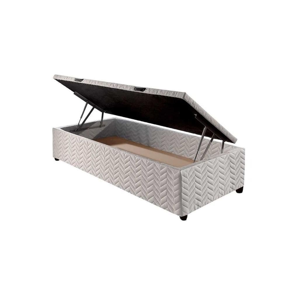 Cama Box Baú Solteiro Universal Tecido White (79x198x36) - Paropas