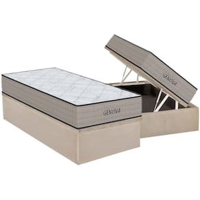 Conjunto Box Baú Solteiro: Colchão Espuma Orthoflex D45 Genova + Base CRC Suede Clean (88x188)