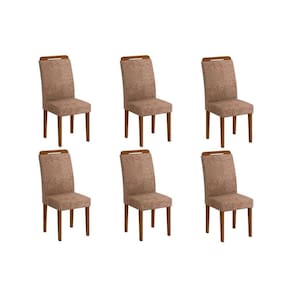 Cadeira Sala de Jantar Athenas Kit 6 Un Imbuia-Capuccino/Suede Capuccino - Rufato