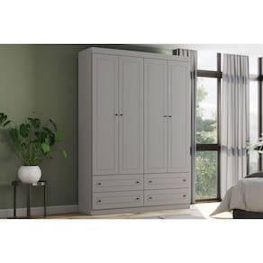 Guarda Roupa 4 Portas e 4 Gavetas Americano Cinza - Henn