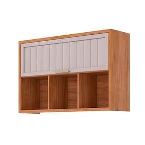 Armário de Cozinha Modulado Eloise c/ 1 Porta Basculante Riscada e 3 Nichos 120 cm Cinamomo/Off White - MGM