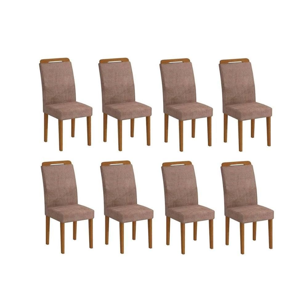 Cadeira Sala de Jantar Athenas Kit 8 Un Imbuia-Capuccino/Suede Capuccino - Rufato