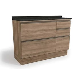 Gabinete p/ Pia Cozinha Balcão c/ Tampo Maxxi G746 c/ 1 Porta e 4 Gavetas 120cm Nogal/Preto Brilho - Kappesberg