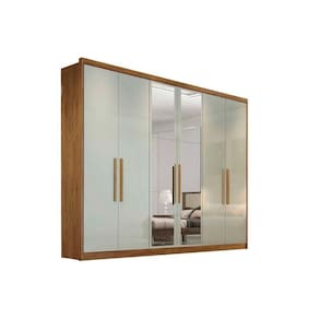 Guarda Roupa Casal 6 Portas (2 c/ Espelho) e 4 Gavetas Rizon/Linea Cumaru/Fendi 25 - Novo Horizonte