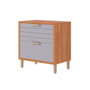 Gabinete de Cozinha Modulado Balcão c/ Tampo Eloise c/ 1 Gaveta e 1 Porta Basculante Riscada 80 cm Cinamomo/Platina - MGM